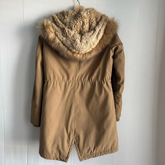 Levi’s Artic Cloth faux fur lined hooded parka winter jacket size small tan - Picture 9 of 12